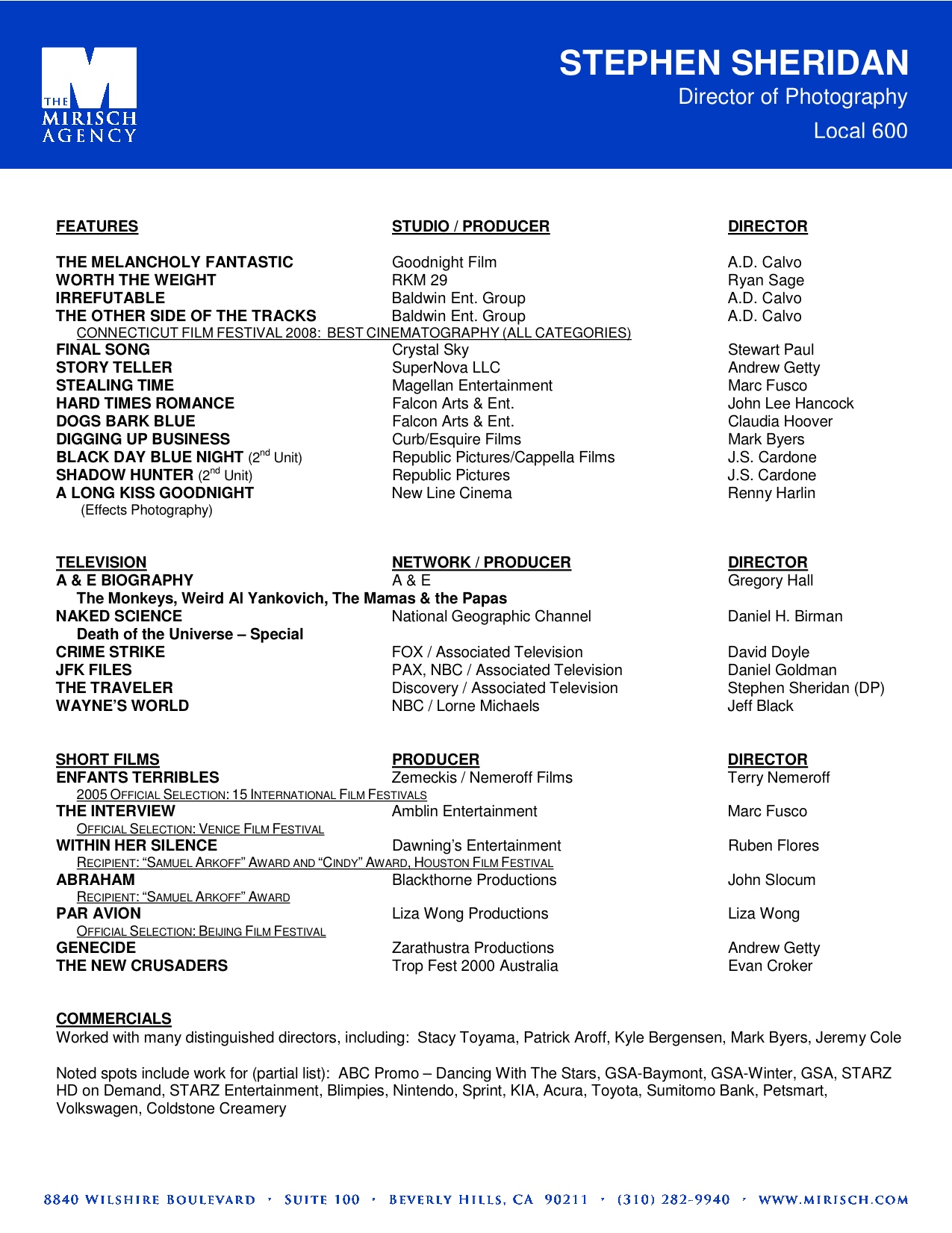 Television associate producer resume